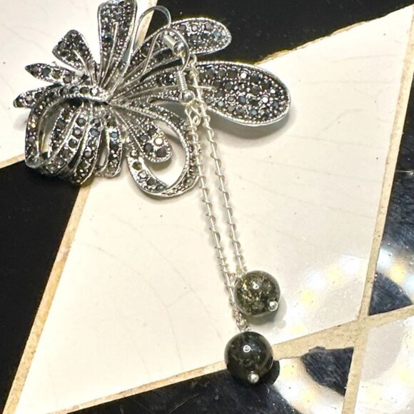 Extra long minimalist bar black tourmaline earrings - Picture 3 of 3